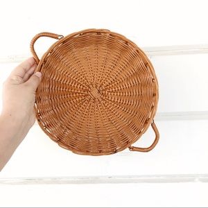 Vintage Wicker Woven Basket Tray